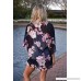 Women's Cover Up E-Scenery Women Floral Print Beach Chiffon Loose Shawl Kimono Cardigan Top Cover Blouse Navy B07CGDQ7YD